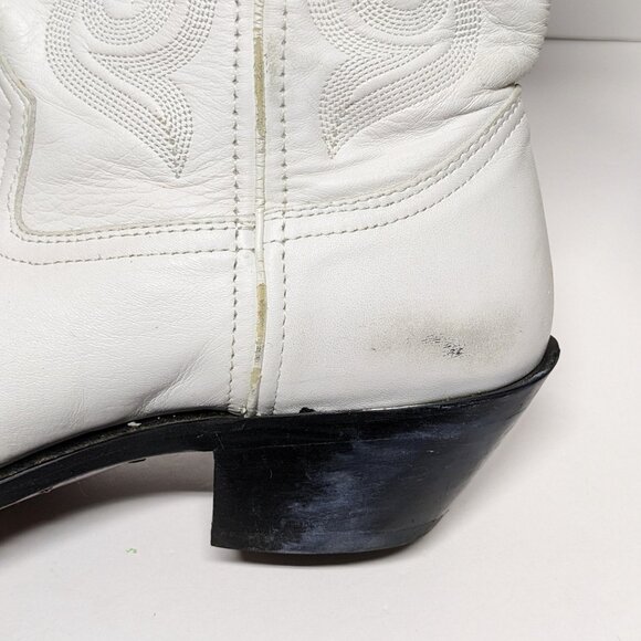 Durango Western Cowboy Boot Womens 10 White Mid Calf Stitched Pointed Toe - Picture 7 of 9